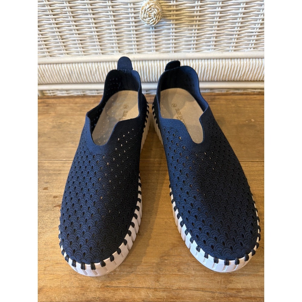 Ilse Jacobsen Tulip 139 Shoes Womens Size 38 Navy Slip On Perforated Comfort - Picture 2 of 10